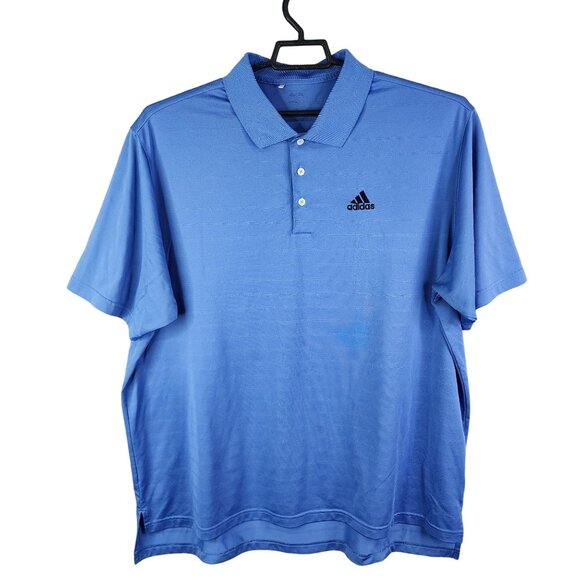 Mens Blue Adidas Polo Shirt 100% Polyester Short Sleeve Climalite Size XL - Picture 1 of 13
